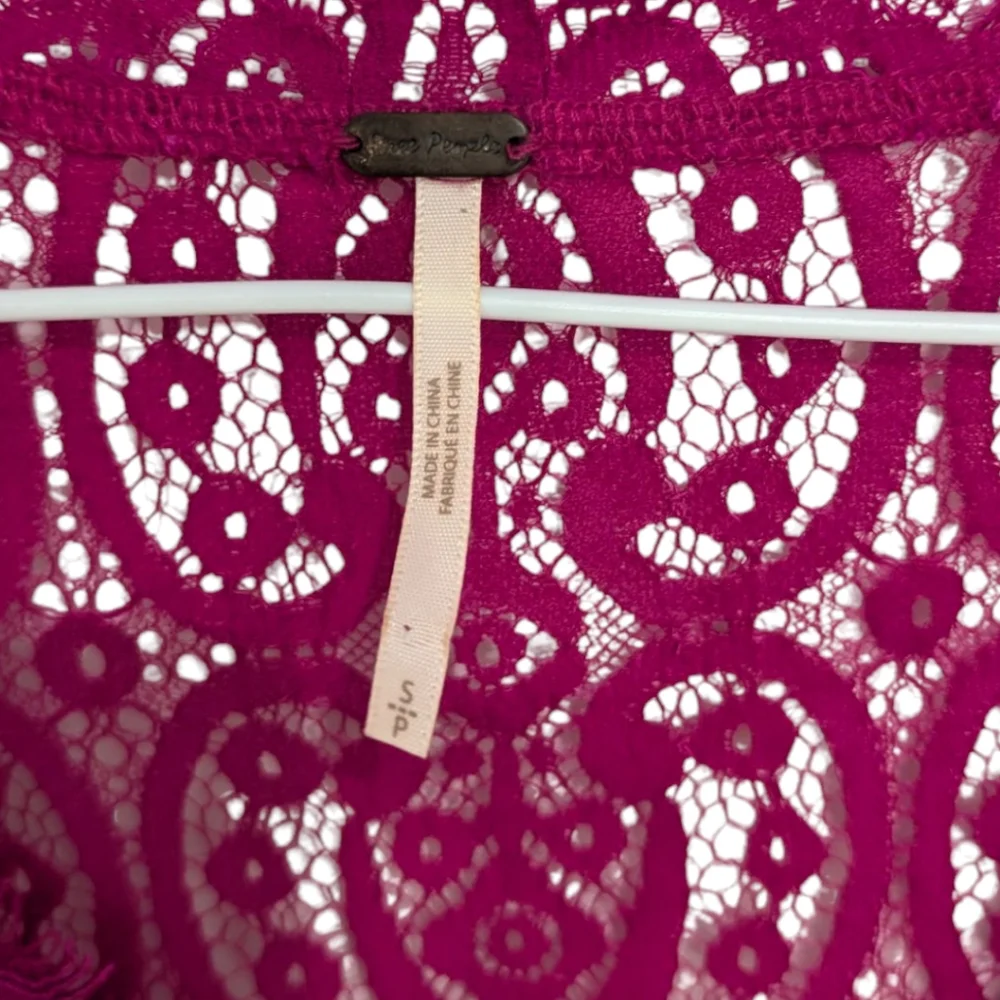 Free People Lace Pink Heart Petunia Fuchsia Dress Small